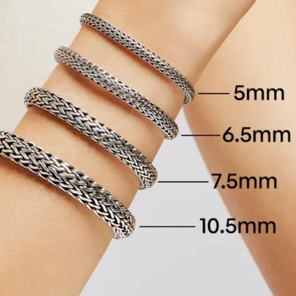 John Hardy REVERSIBLE 6.5mm Icon Silver Bracelet in Emerald & Black Sapphire - Picture 15 of 16